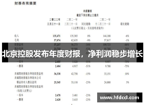 北京控股发布年度财报，净利润稳步增长