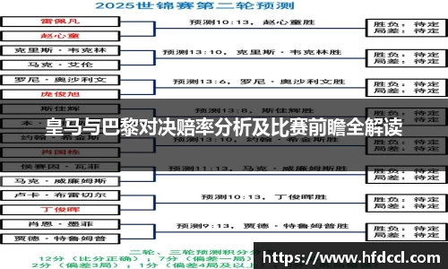米兰皇马与巴黎对决赔率分析及比赛前瞻全解读